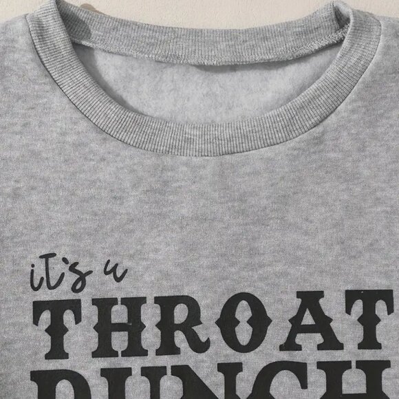 Throat Punch Letter Print Sweatshirt, Casual Crew Neck Long Sleeve Sweatshirt - Picture 4 of 6
